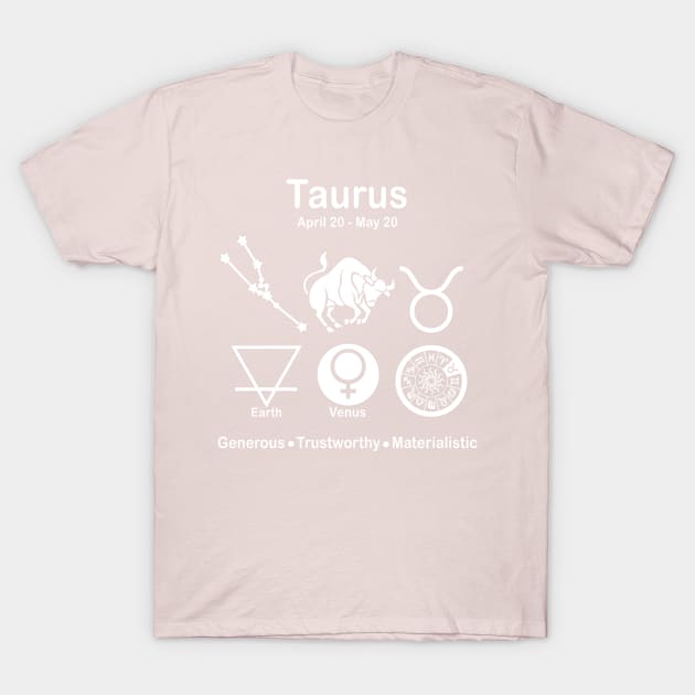 All About Taurus - white T-Shirt by LittleGreenHat